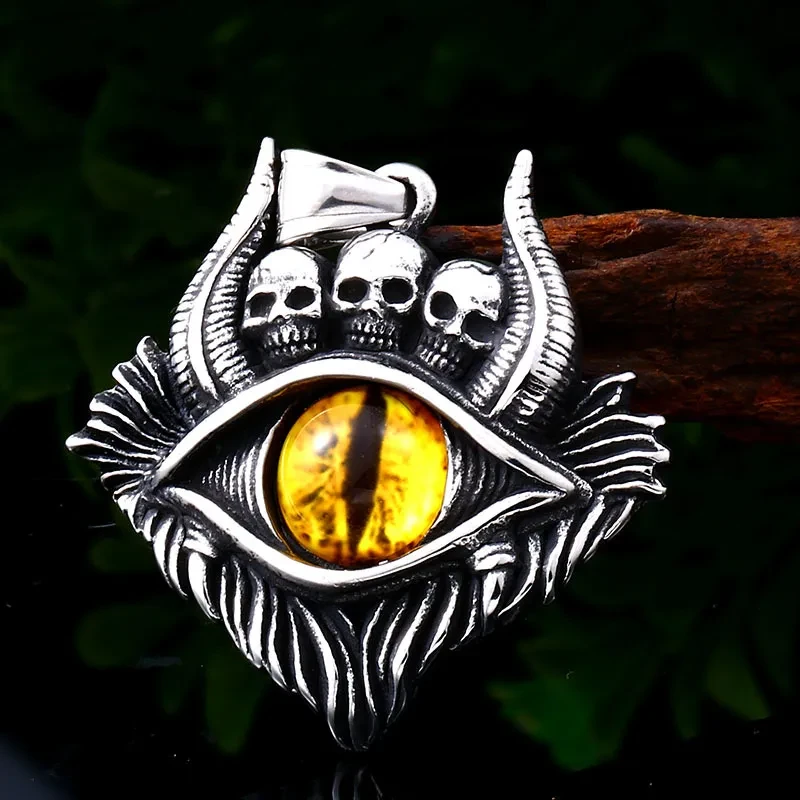 Titanium Steel Demon Eye Skull Pendant