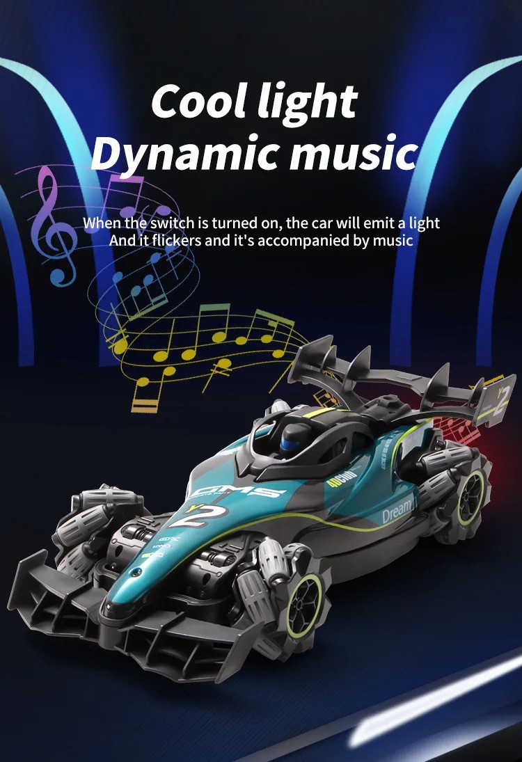 F1 RC Car Gift for Children  Remote Control Drift Car with Gesture Control, Spray Stunt Features,