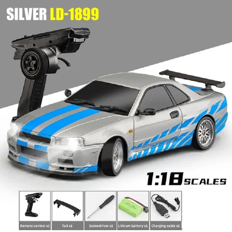 2.4GHz LD RC LD1899 1/18 RC Drifting Car with Gyroscope  On-Road Alloy Body Shell Racing Car
