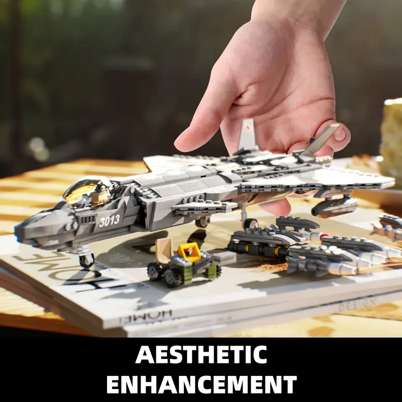 768pcs Fighter Jet Model Puzzle Toy Airplane Building Block Set Creative Desktop Ornament Collection Hobbyist