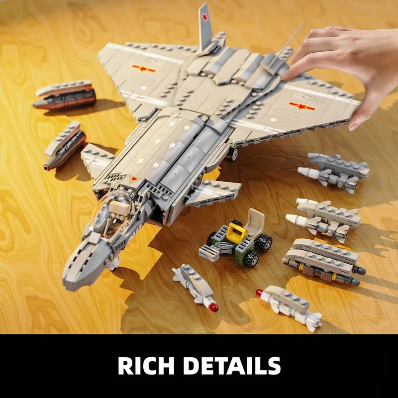 768pcs Fighter Jet Model Puzzle Toy Airplane Building Block Set Creative Desktop Ornament Collection Hobbyist