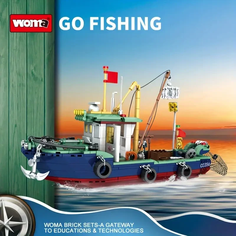 WOMA Go Fishing Boat Building Blocks Set