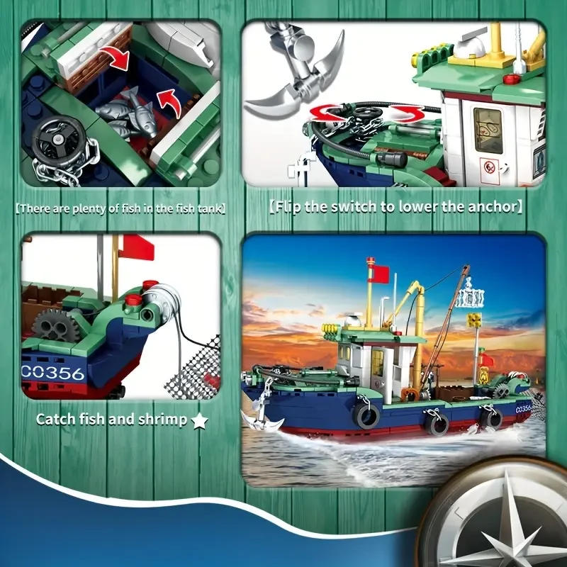 WOMA Go Fishing Boat Building Blocks Set