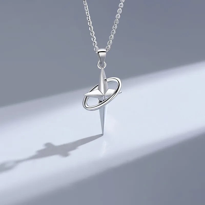 Men's Simple Asterism Cross Pendant Necklace