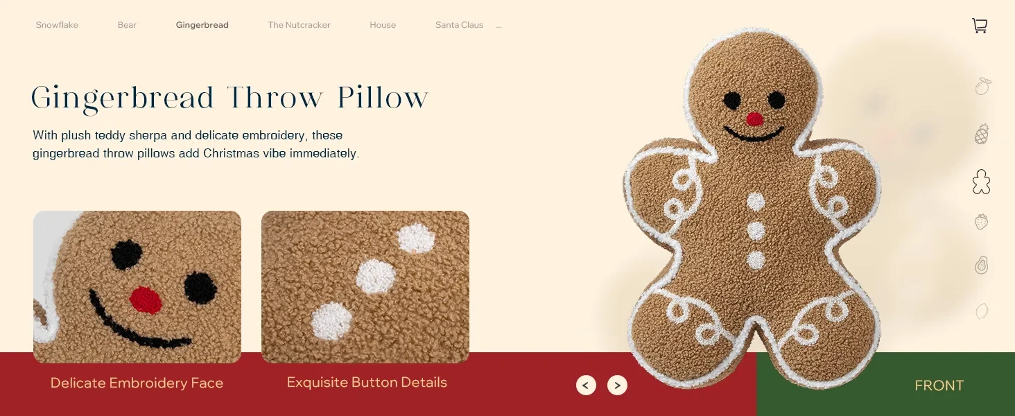 Gingerbread Man Merry Christmas Throw Pillow, Plush Teddy Xmas Gingerbread Shaped Pillows Christmas Decorative Pillow For Couch Living Room Bed, Beige,13 X 17 Inches