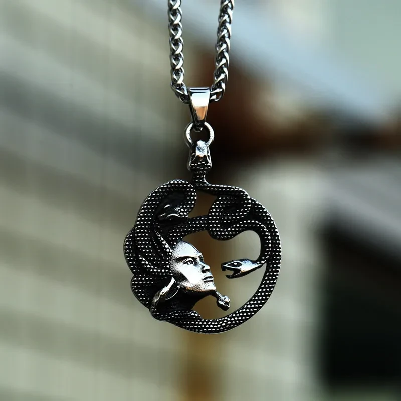 Nordic Vintage Stainless Steel Snake Pendant