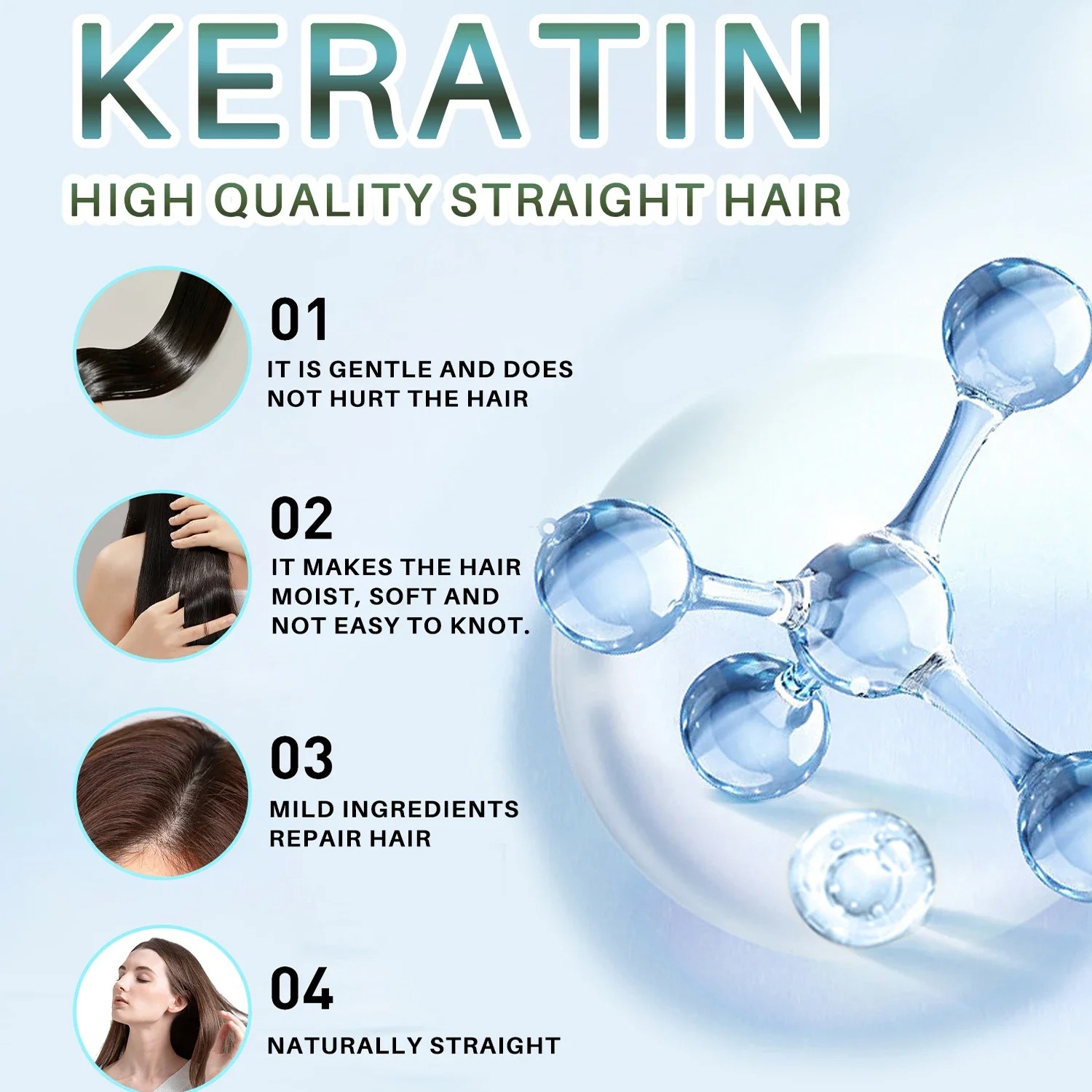 Keratin Hair Straightening Cream Professional Smoothing Treatment for Permanent Hair Straightening