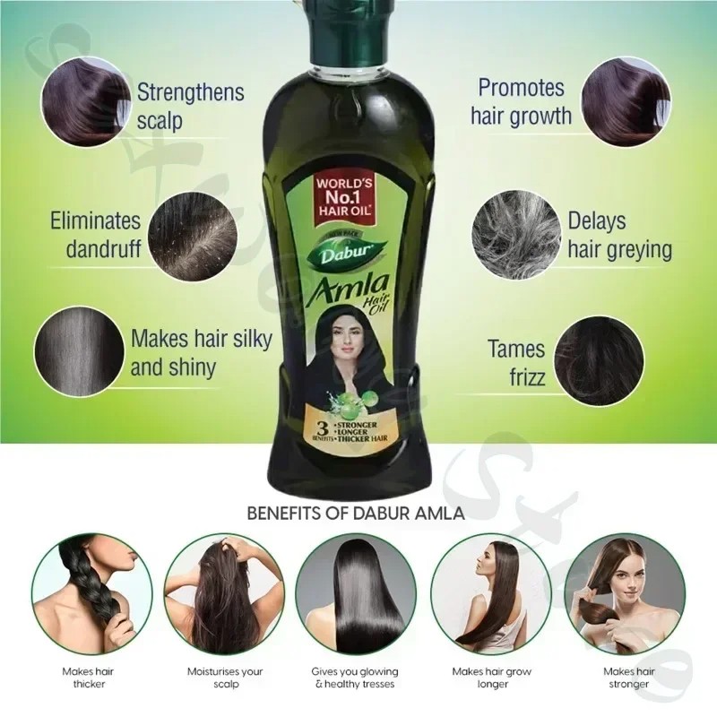 Dabur Amla Hair Oil  Nourishing Indian Gooseberry Oil for Black, Smooth, and Healthy Hair, 180ml