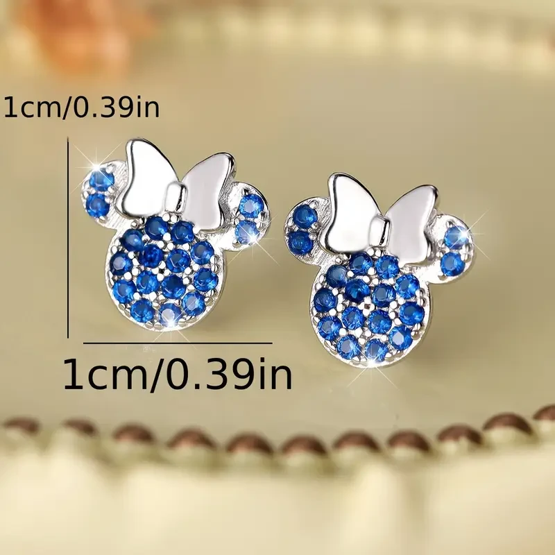 S925 Silvery cute blue Mickey earrings 2.8g