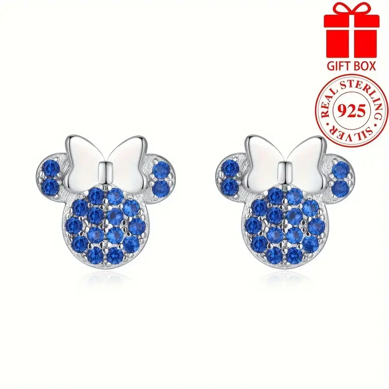 S925 Silvery cute blue Mickey earrings 2.8g