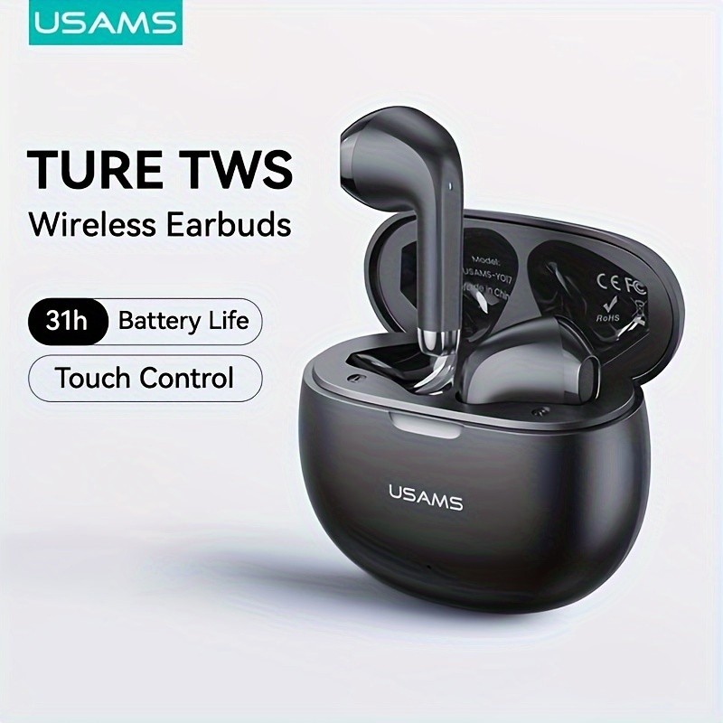 USAMS TureTWS Wireless Earphones  BT 5.3, Ultra Mini Size, Sports In-Ear Earbuds, Bass ACC 3D Surround Sound, Model USAMS-YO17