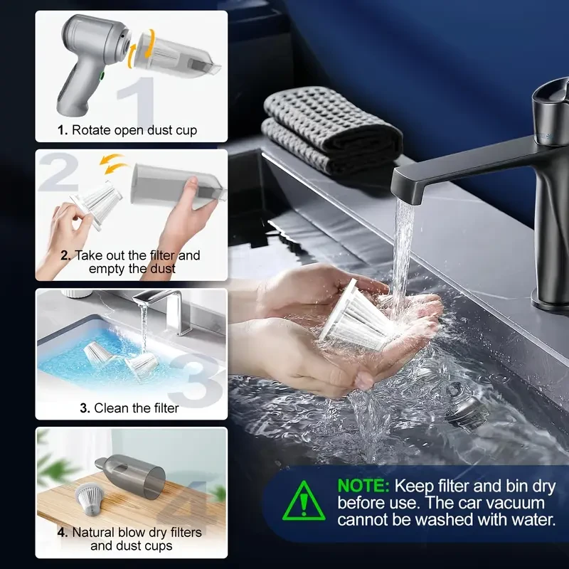 QILIEASY Cordless Handheld Vacuum Cleaner 80W High-Power 2-in-1 Blower & Sweeper