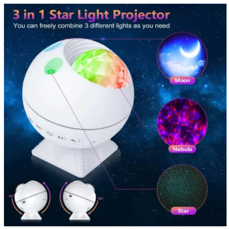 Voice Control Spherical LED Vehicle Watermark Starry Sky Projection Lamp Galaxy Projector