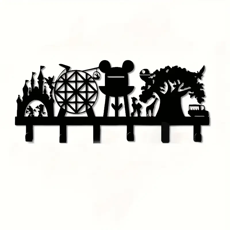 Multifunctional Metal Wall Art with Hooks and Keychains