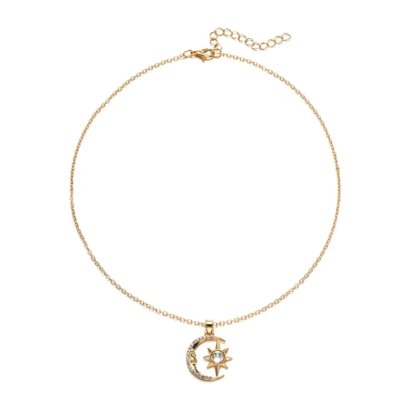 Fashion Jewelry Diamond Moon Necklace For Women