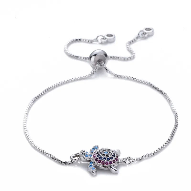 Turtles Bracelet Adjustable Shiny Rhinestones Sparkling Bracelet