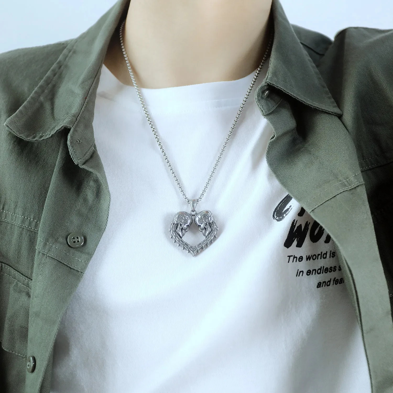 Love Skull Titanium Steel Vintage Pendant