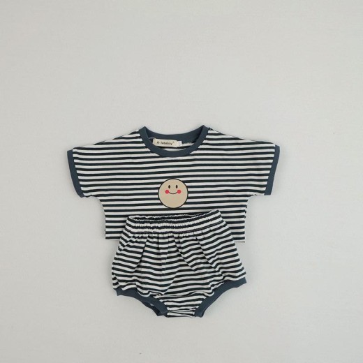 Striped Short-sleeved T-shirt Bread Shorts Suit Infant Two-piece Set