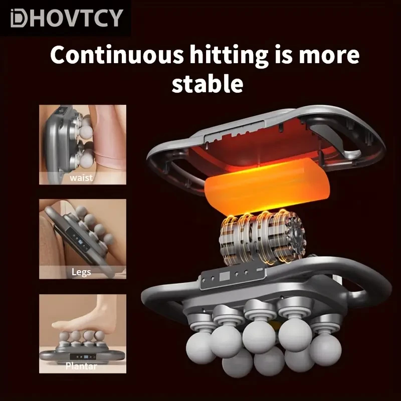 1pc Sleek Multifunctional Massage Gun with 8 Heads