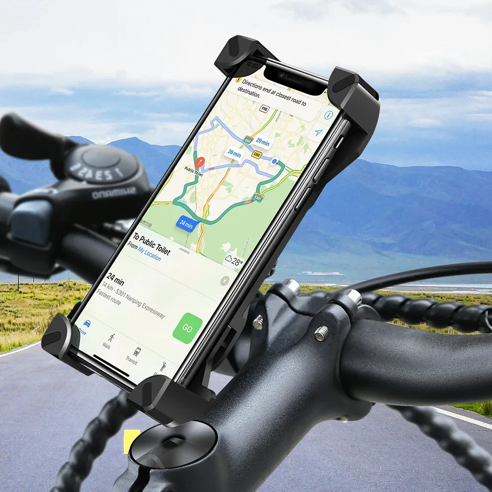 Compatible with Apple, Bicycle Phone Holder For iPhone Samsung Motorcycle Mobile Cellphone Holder Bike Handlebar Clip Stand GPS Mount Bracket