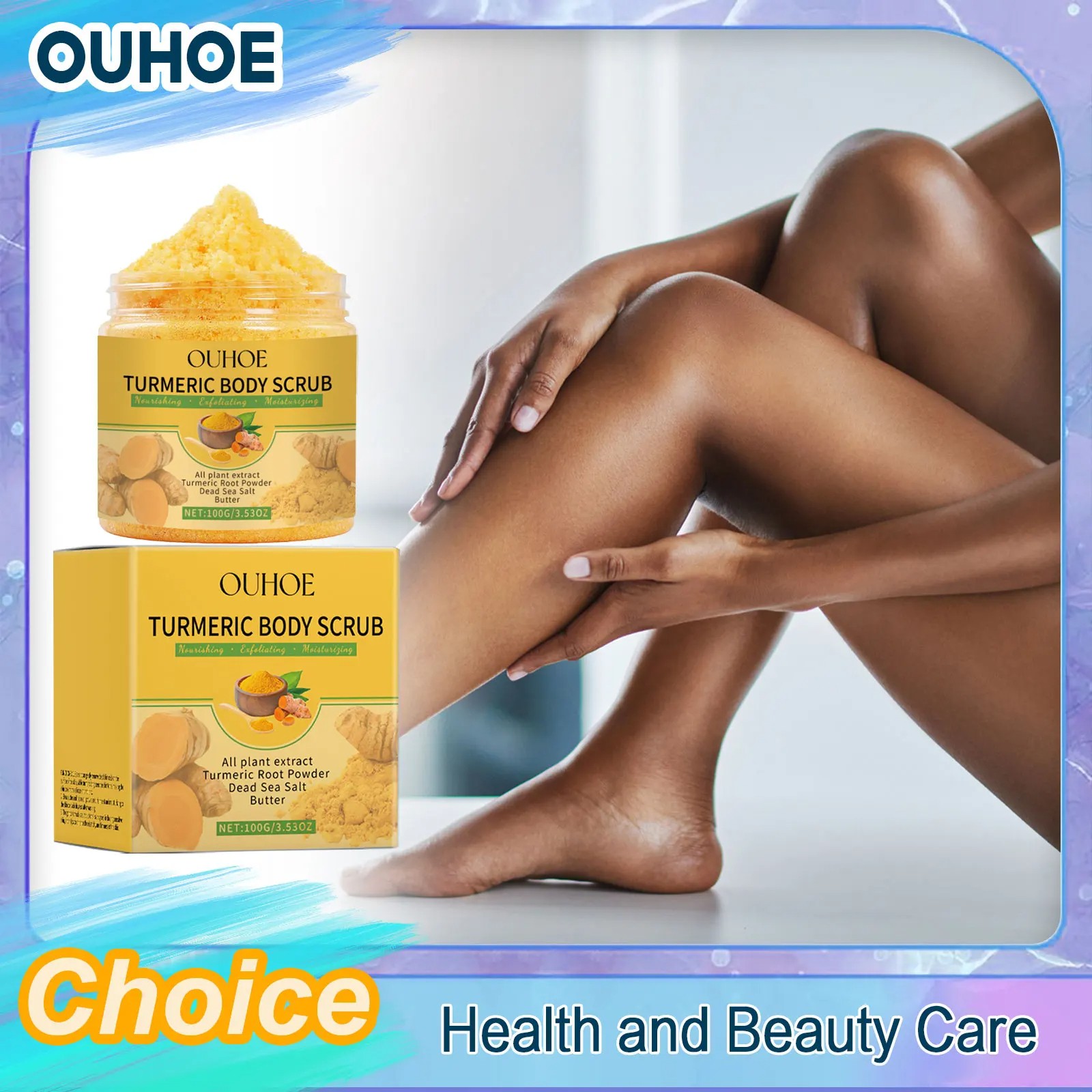 Turmeric Body Scrub for Women & Men  Lightening, Exfoliating, and Moisturizing Skin Care