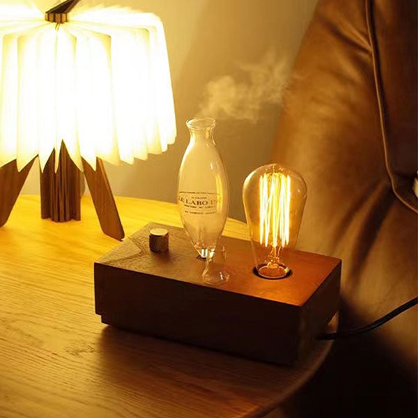 Vintage Aroma Diffuser - Ambient Lighting - Natural Wood Elegance