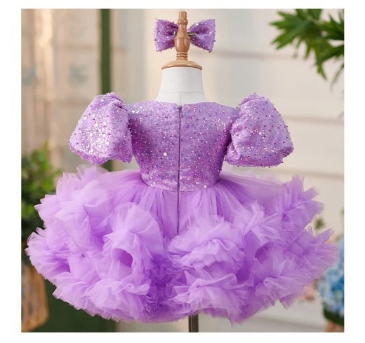 Purple Sequin Model Tulle Tutu Skirt Girls' Dress
