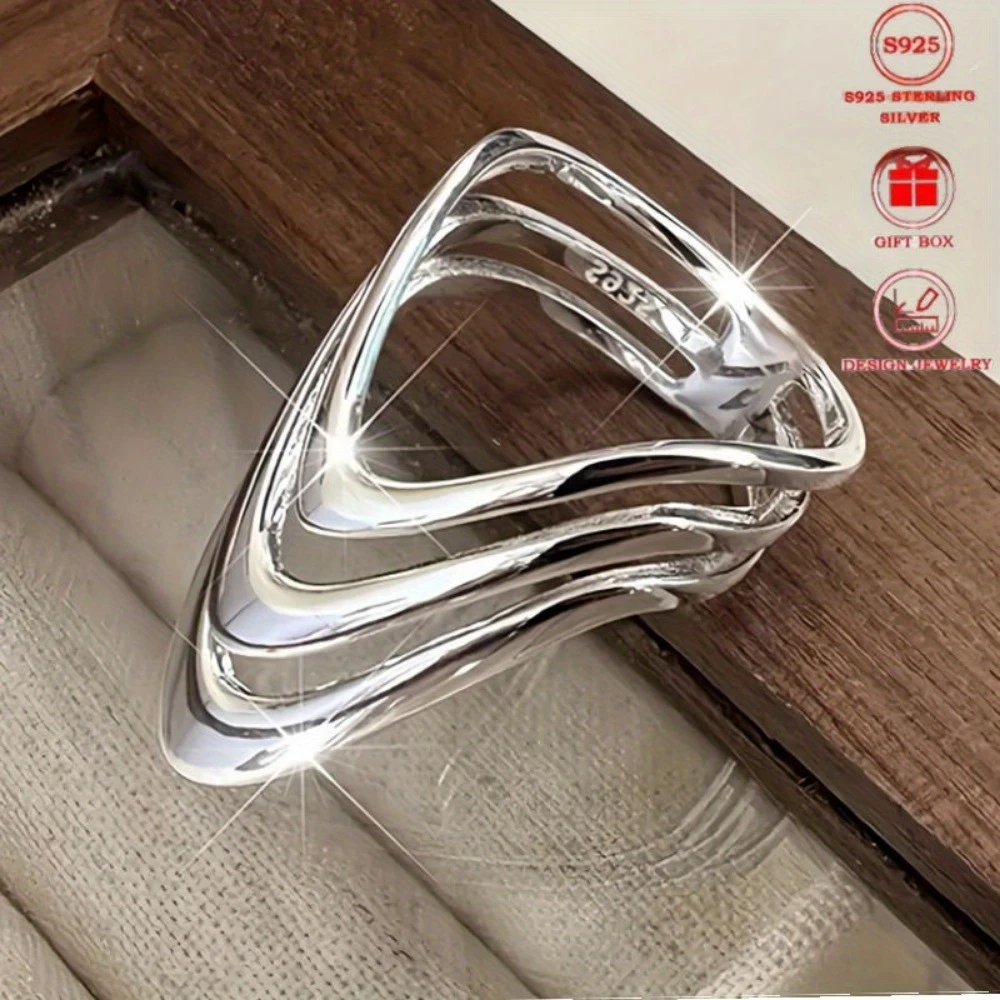 Chic 925 Sterling Silver Statement Ring - Handcrafted, Nickel-Free Hammered Design for Everyday & Party Wear, Perfect Gift for Her