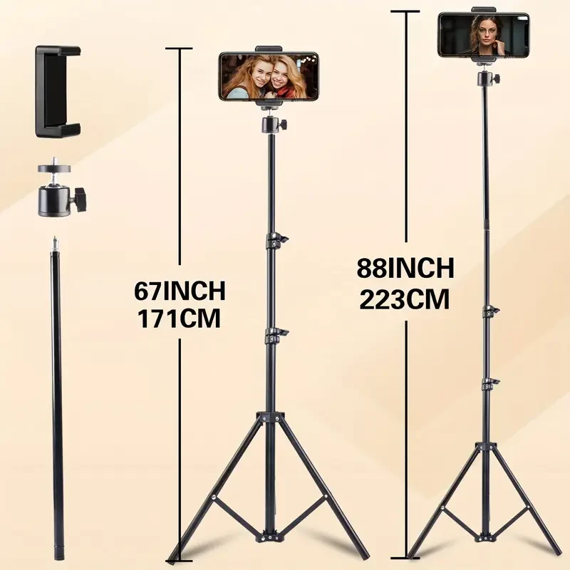 ZOMEI 2.2m Adjustable Metal Phone Tripod Stand