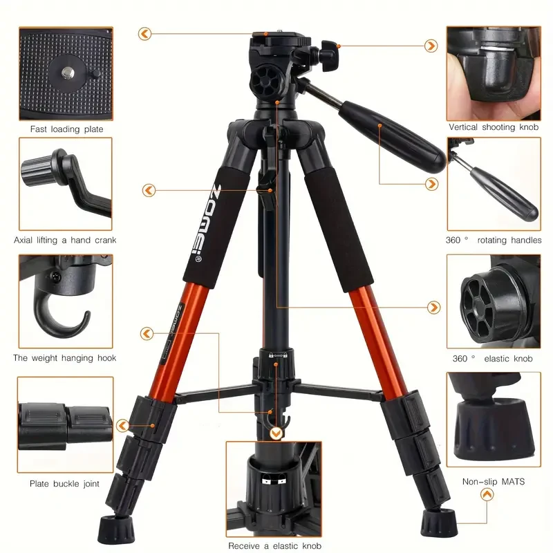 ZOMEI 55 Inch Aluminum Camera Tripod