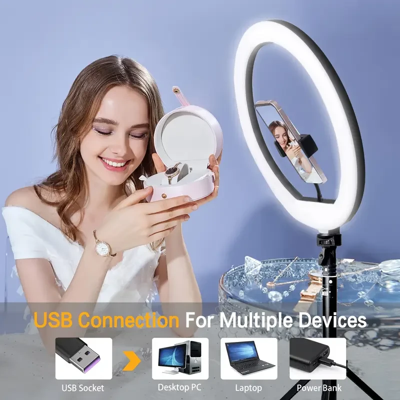 ZOMEI 10-Inch LED Selfie Ring Light with Adjustable Tripod