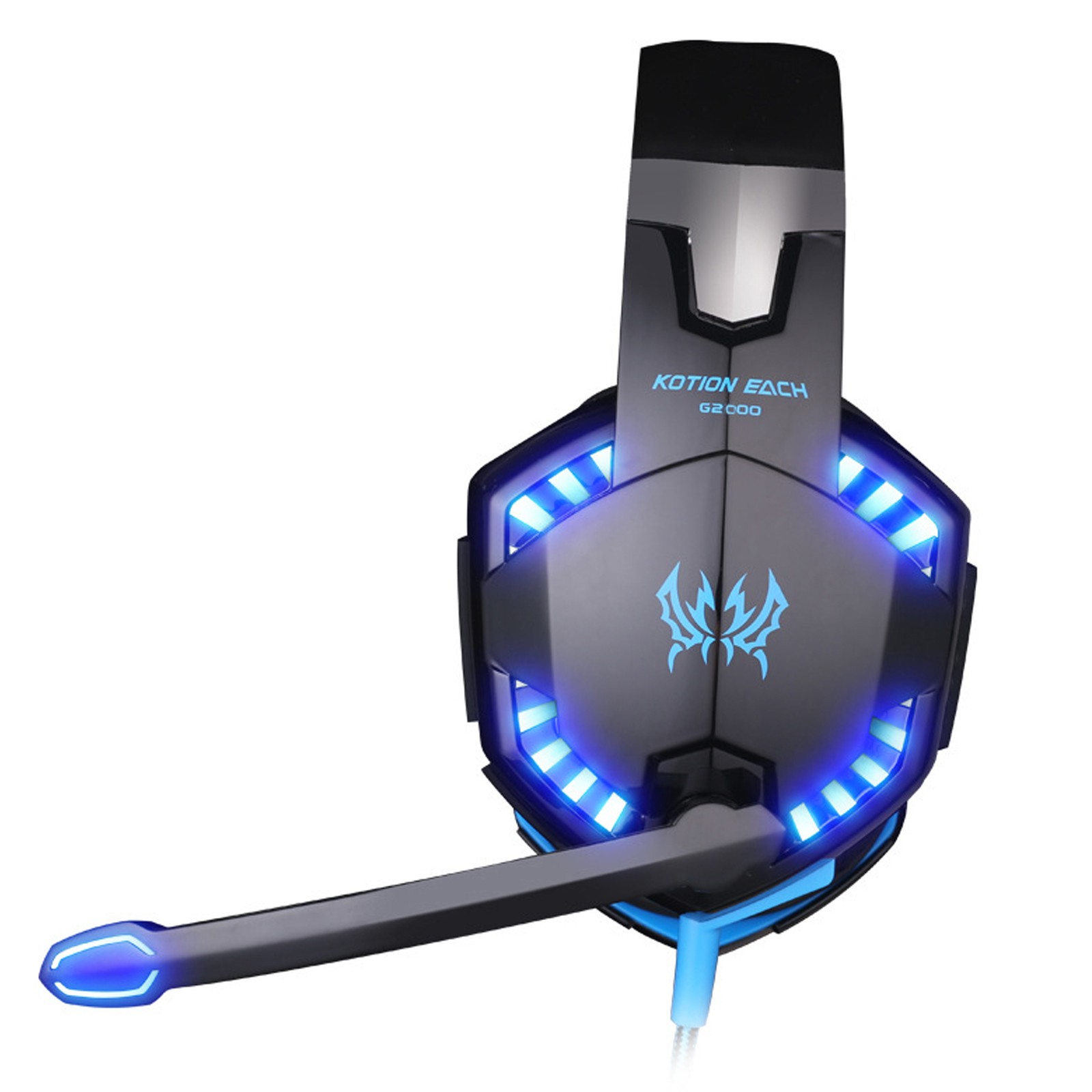G2000 Gaming Headset Immersive Audio, Noise Cancelling Mic, LED Lights, Soft Memory Earmuffs