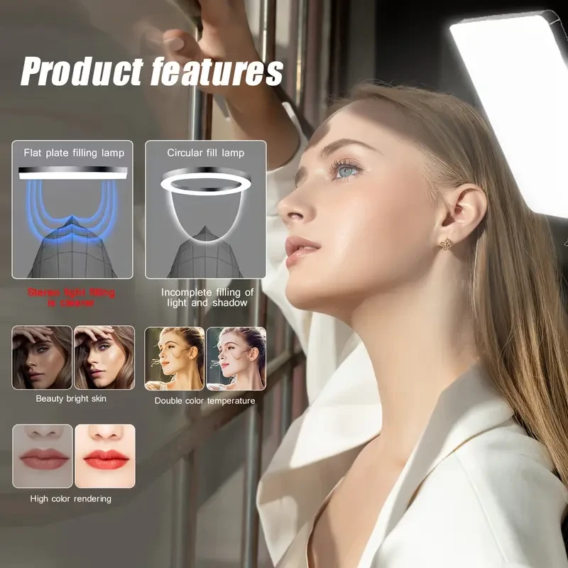 CRI 97 Dimmable LED Selfie Light with Adjustable Stand