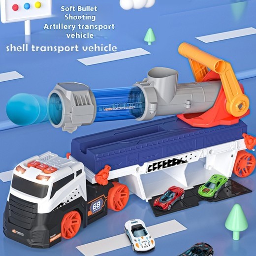Children's Launch Missile Truck Deformation Track Car Transport Catapult Shell Car