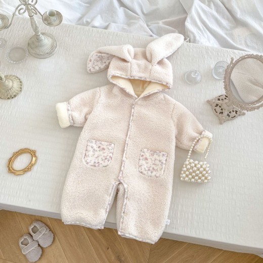 Personality Winter Baby Fleece-lined Jumpsuit