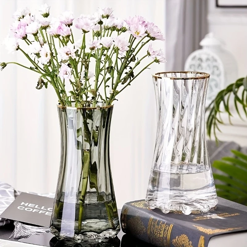 Contemporary Striped Glass Bud Vase, Cylinder Shape Artistic Decorative Vase for Home, Living Room, Bedroom, Coffee Table, Office Desk, Reception