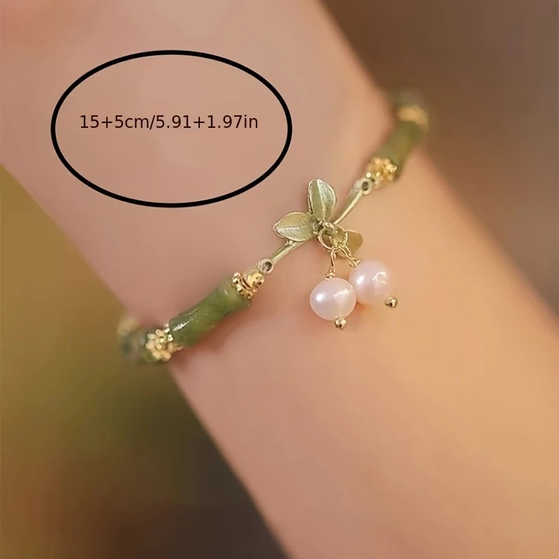 Spring Flowers Peridot Bamboo Bracelet for Women - Light Luxury Niche Ladies Fashion Bracelet
