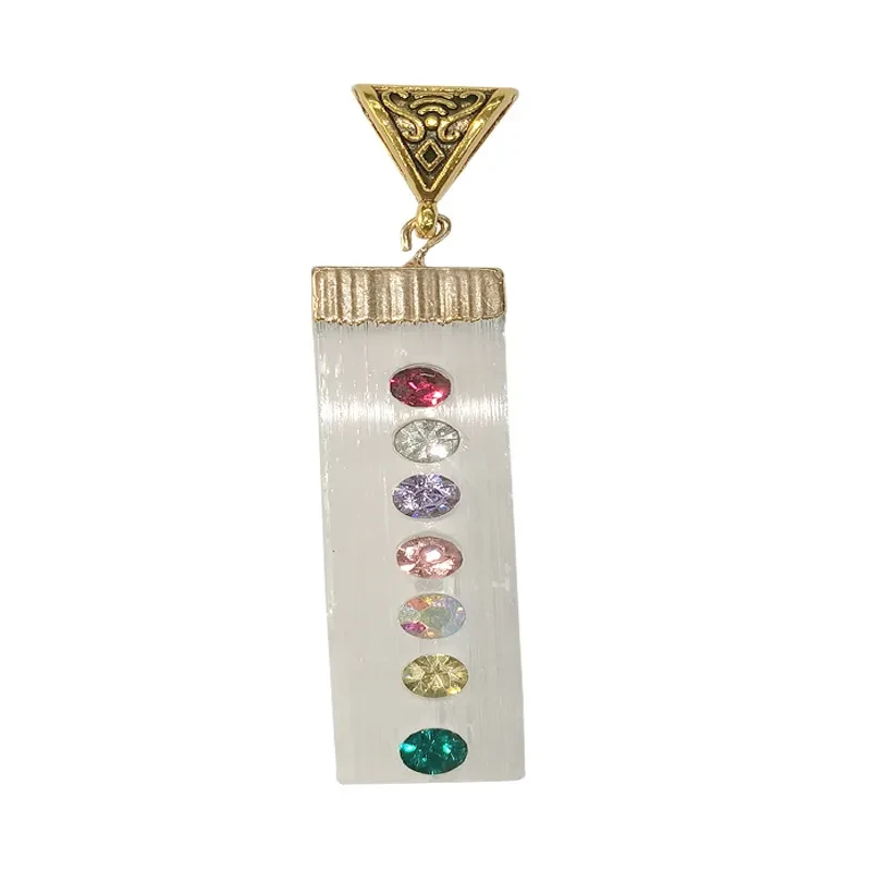 Cross-border European And American Natural Seven Chakra Gypsum Crystal Pendant