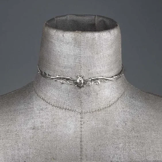 Gothic Large Wing Flying Bat Collar Ghost