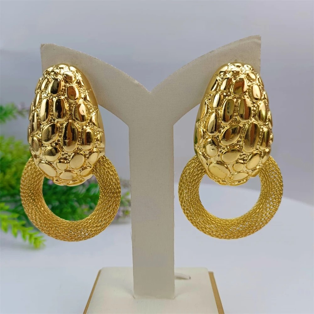 EMMA 2023 Dubai Gold Color Big Circle Earrings - Geometric Statement Drop Earrings for Women