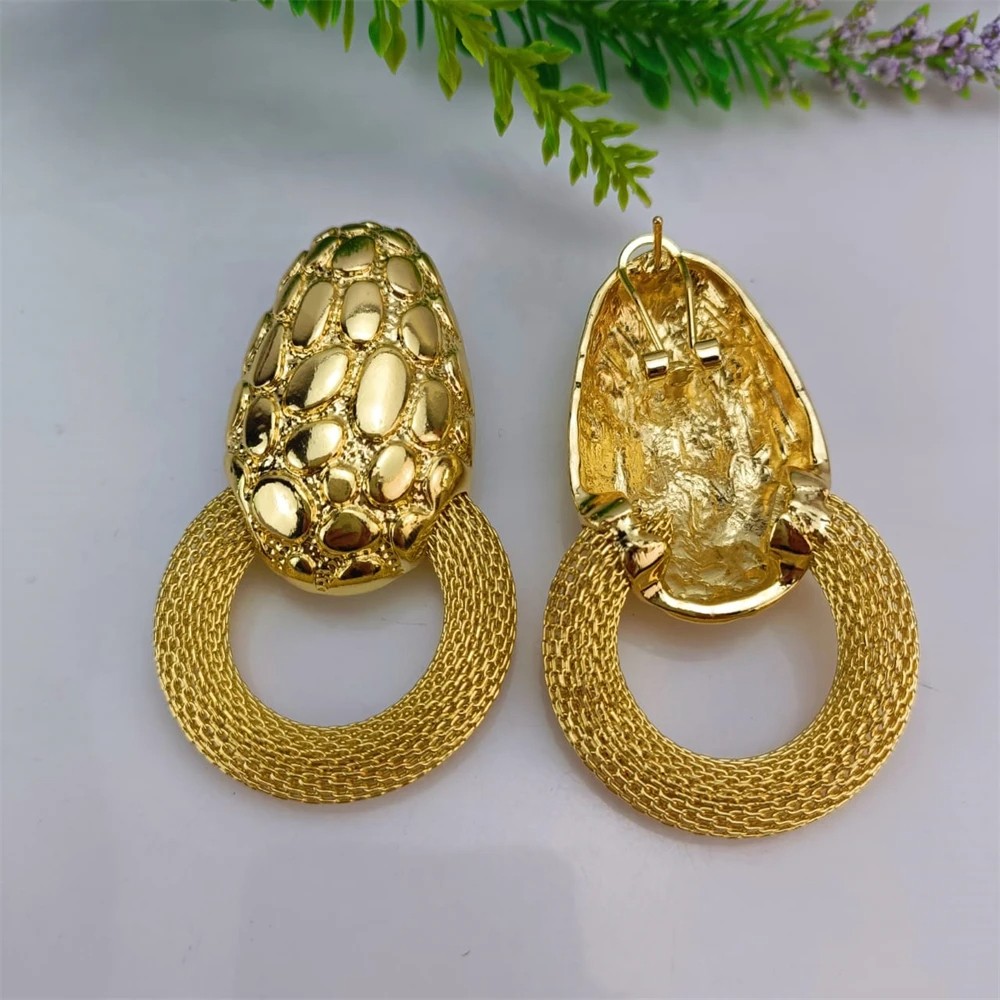 EMMA 2023 Dubai Gold Color Big Circle Earrings - Geometric Statement Drop Earrings for Women