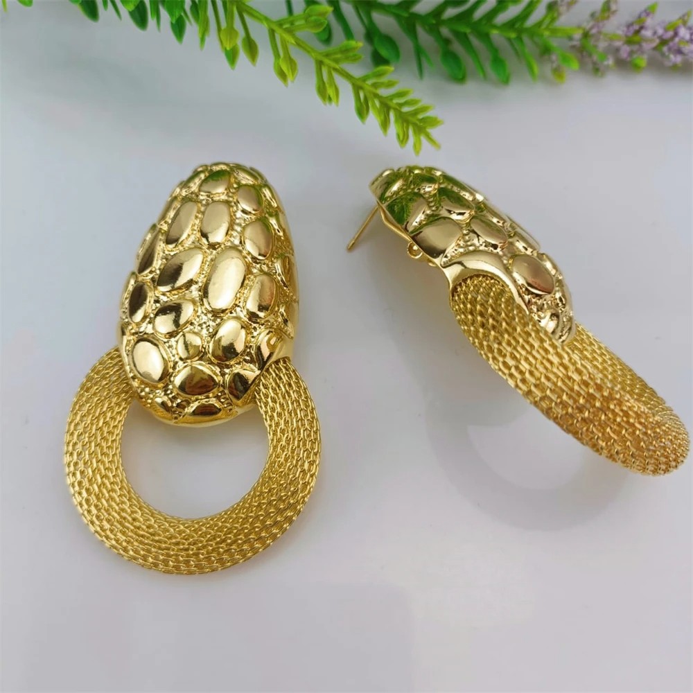 EMMA 2023 Dubai Gold Color Big Circle Earrings - Geometric Statement Drop Earrings for Women
