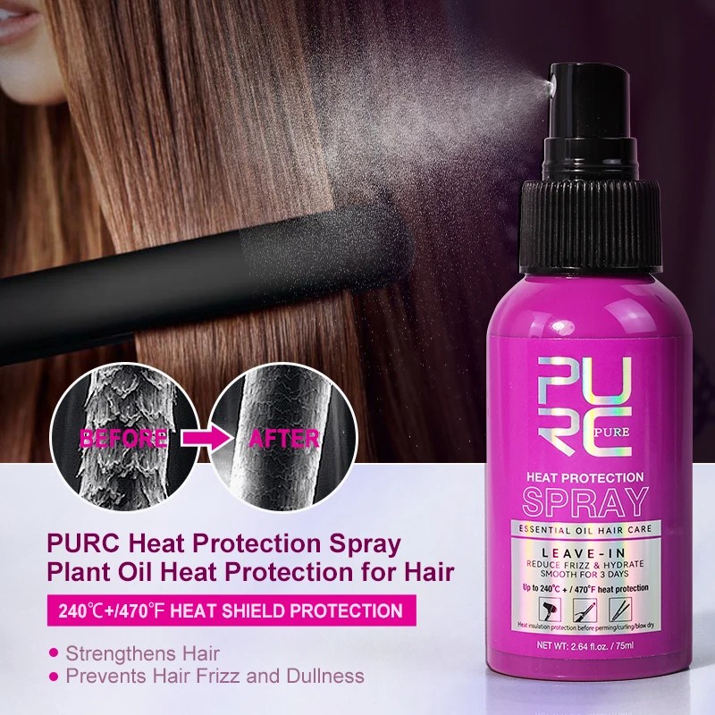 PURC Argan Oil Heat Protection Spray Smoothing, Frizz Control, Dry Hair Treatment