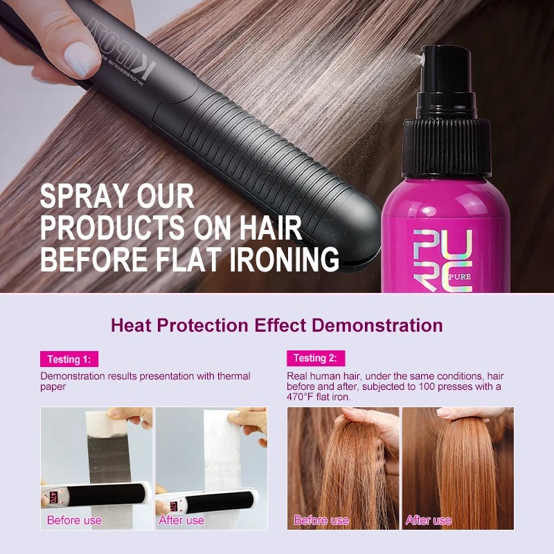 PURC Argan Oil Heat Protection Spray Smoothing, Frizz Control, Dry Hair Treatment