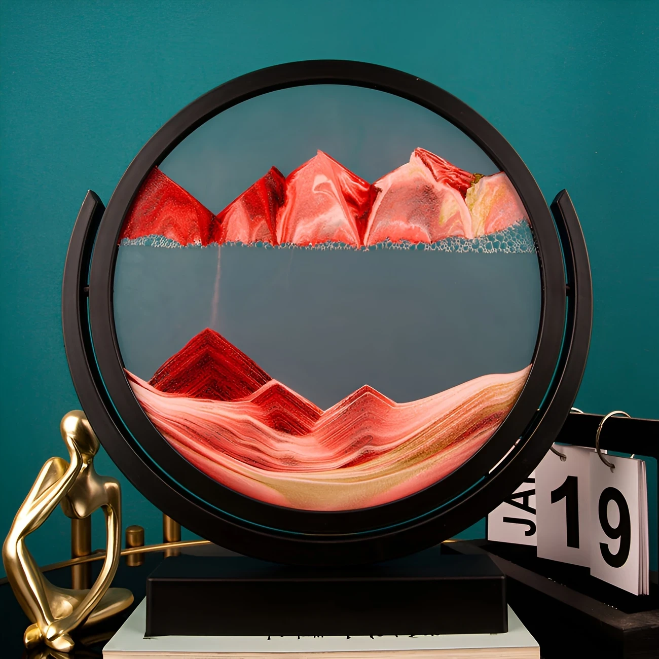 Dynamic 3D Sand Art Centerpiece Glass & Plastic, Ideal for Home & Office Decor, Perfect for Fathers Day, Mothers Day, Weddings, and Holidays