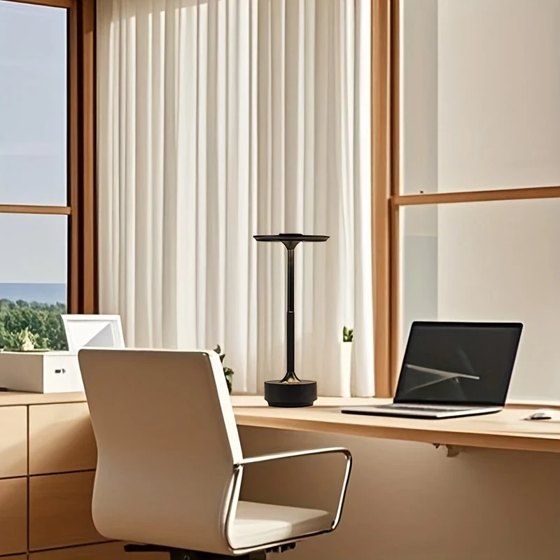 1pc Office Decorative Table Lamp  Touch Control, Brushed Metal Finish, USB Charging, Power Cord Included, Ideal for Office and Bedroom, Perfect Gift Choice