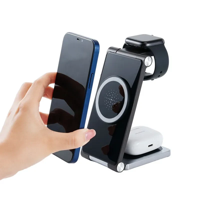 Metal Three-in-one Folding Wireless Charger