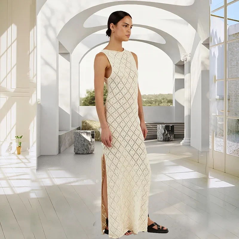 Amazon Women's Hollow Knitted Dress Long Dress