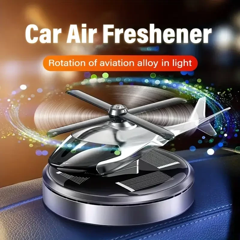 Solar-Powered Helicopter Car Air Freshener - High-Quality Metal Auto Diffuser