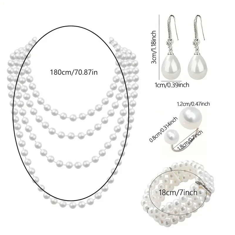 D EXCEED 4pcs 50s Tea Party Jewelry Set for Women